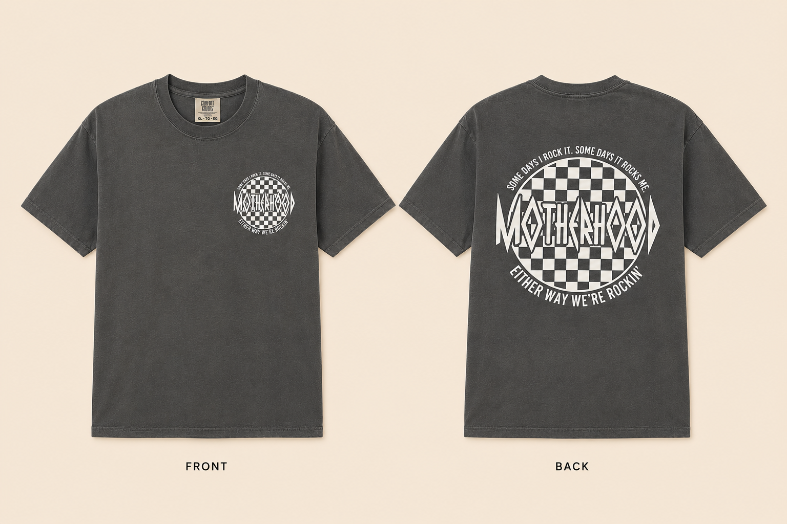 Motherhood Checkered Comfort Color Tee